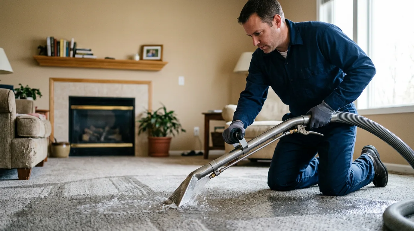 Water damage restoration technician working near Cameron, MO